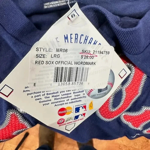 NEW Majestic MLB Boston Red Sox Short Sleeve T-Shirt Crew Neck Navy Blue Mens L - Picture 5 of 6